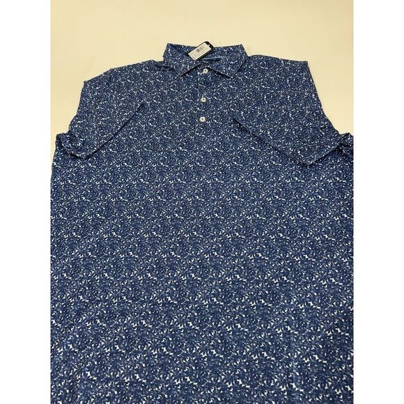 NWT Johnnie-O Bali Floral Printed Jersey Performance Polo Lake Blue LARGE $98 - Picture 5 of 7